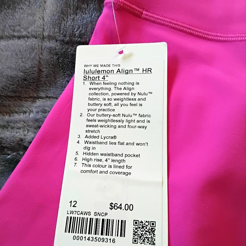 Lululemon Align HR Short 4" in Pink - NWT - Size 12